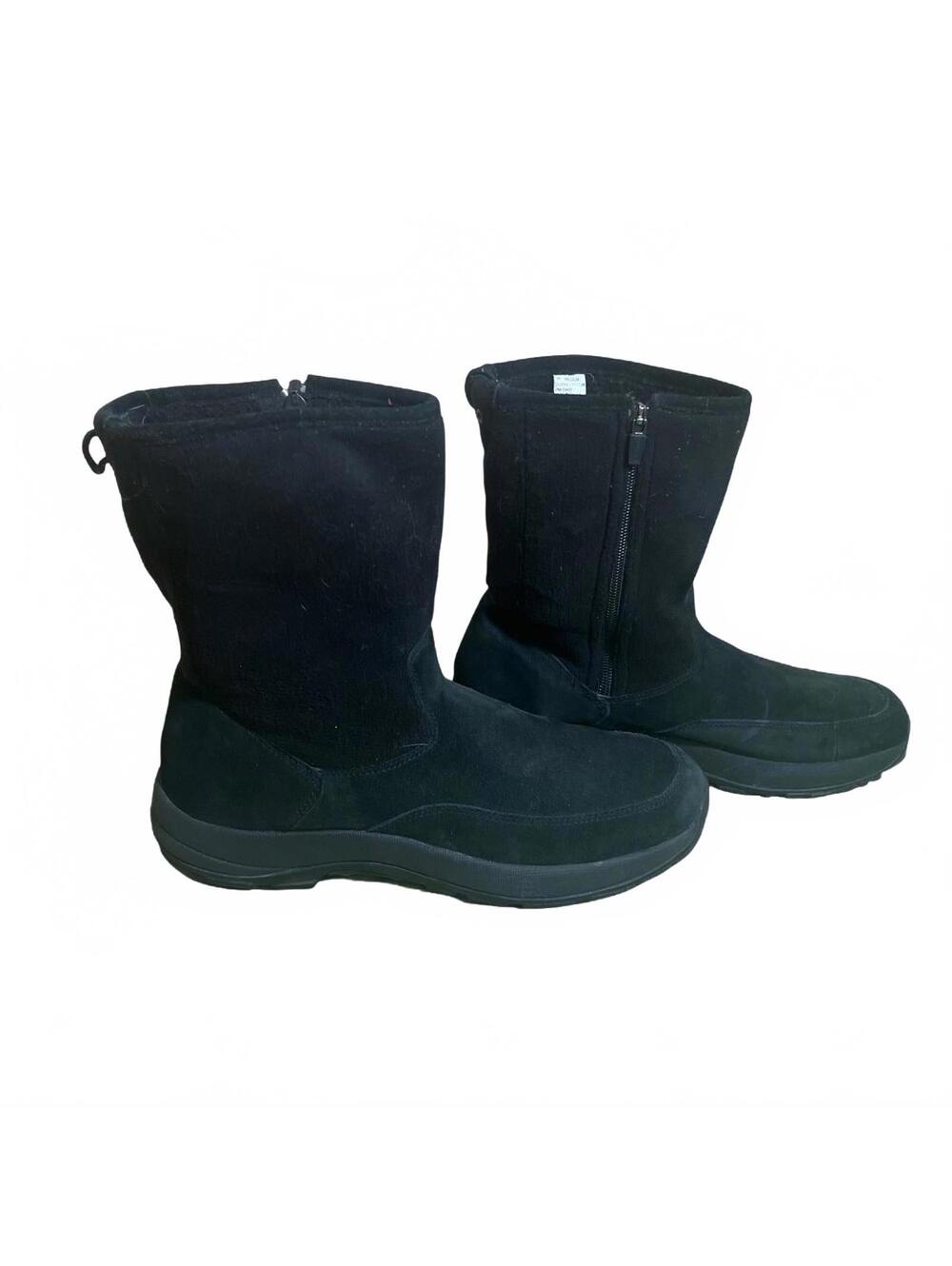 L.L. Bean Mens Black Suede Winter Ankle Boots Size 11 M Fleece Lined Side Zipper